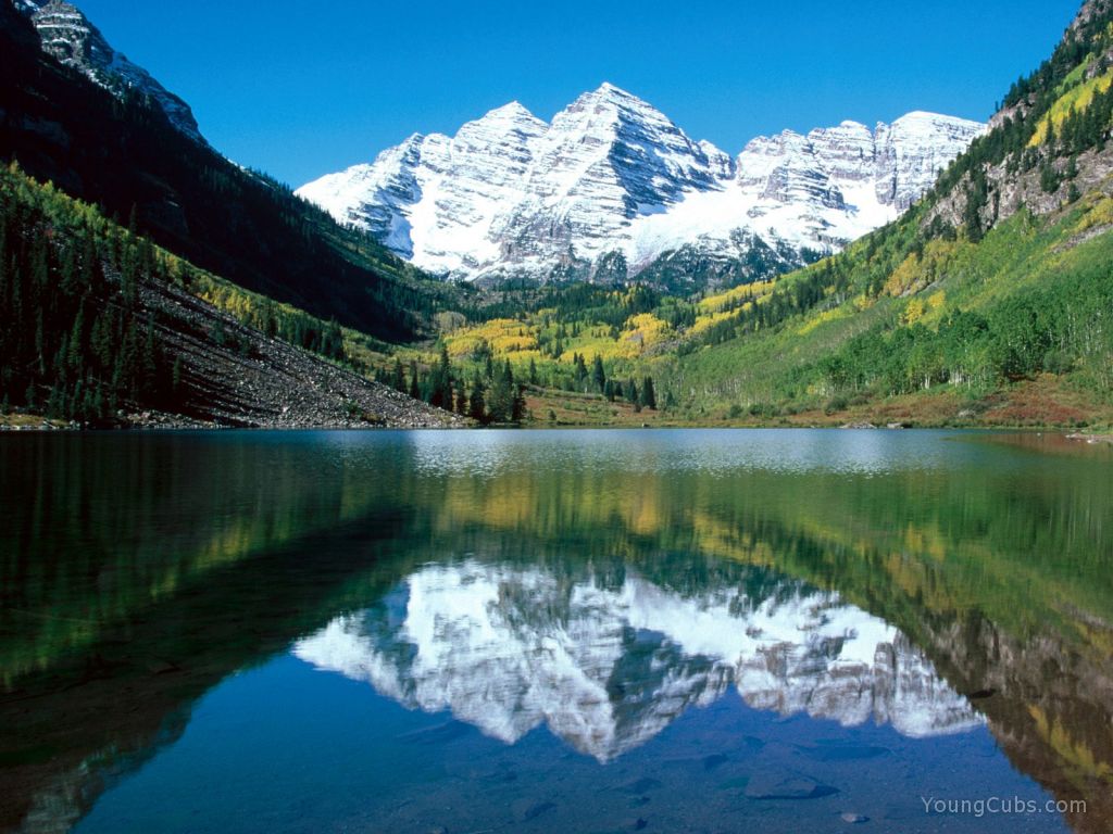 Snow Capped Maroon Bells, White River National Forest, Colorado